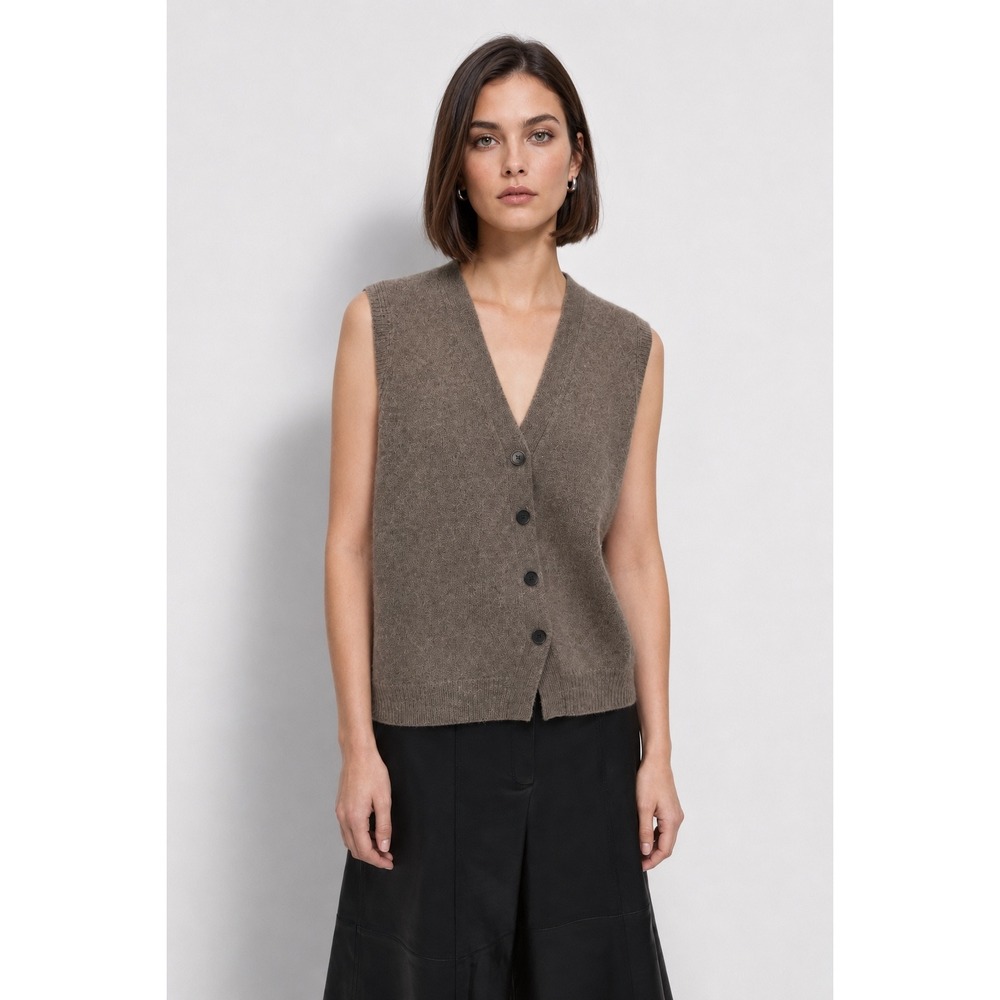 COS Knitted Cashmere Wool V-Neck Vest Womens Small Luxury Cocktail Office